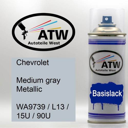 Chevrolet, Medium gray Metallic, WA9739 / L13 / 15U / 90U: 400ml Sprühdose, von ATW Autoteile West.